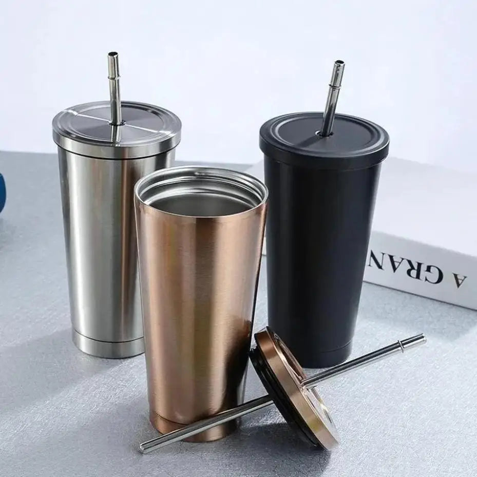 304 Stainless Steel Straw Cup Large Capacity Portable Coffee Mug