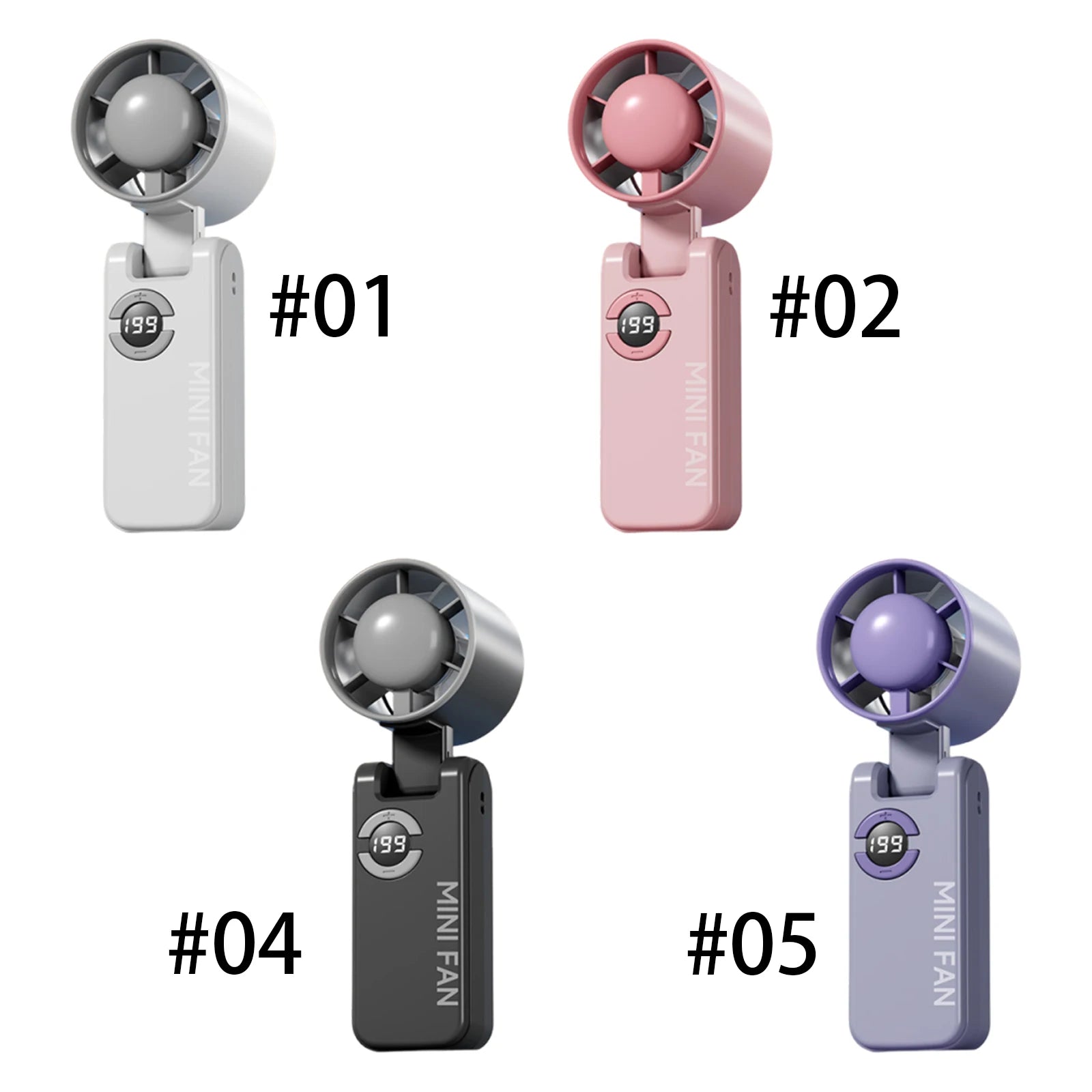 Portable Electric Fan Digital Display Foldable Silent Fans 199 Speed Rechargeable Hanging Turbo Fans for Outdoor Travel Commute Peaceful Pleasures Health and Wellness