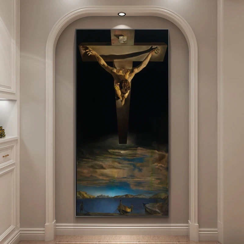 Salvador Dali The Christ Giclee Oil Paintings on The Wall Posters and Print Wall Hanging Pictures for Home Living Room Decor Peaceful Pleasures Health and Wellness 0106-3 40x80cm