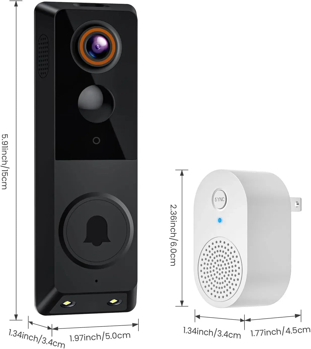 Wireless Smart Doorbell Camera with AI Human Detection, Color Night Vision, Two-Way Audio for 2.4GHz Wi-Fi Peaceful Pleasures Health and Wellness