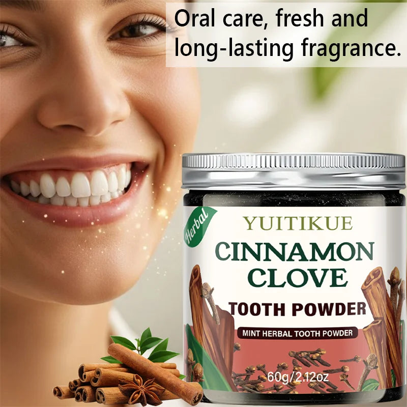 Yuitikue Cinnamon Clove Tooth Powder, 60g Natural Herbal Mint Tooth Cleanser for Oral Care, Fresh Breath & Deep Cleaning Peaceful Pleasures Health and Wellness