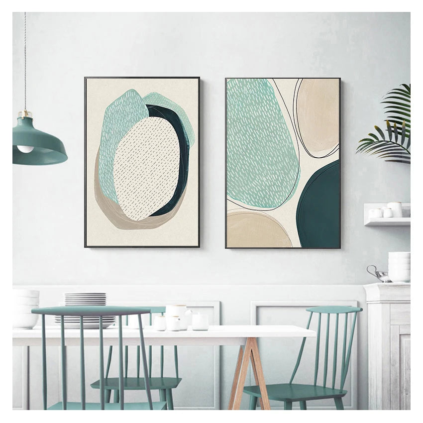 Poster Wall Art Canvas Painting Nordic Posters Prints Pictures For Living Room Home Decor Dot Abstract Line Color block Peaceful Pleasures Health and Wellness