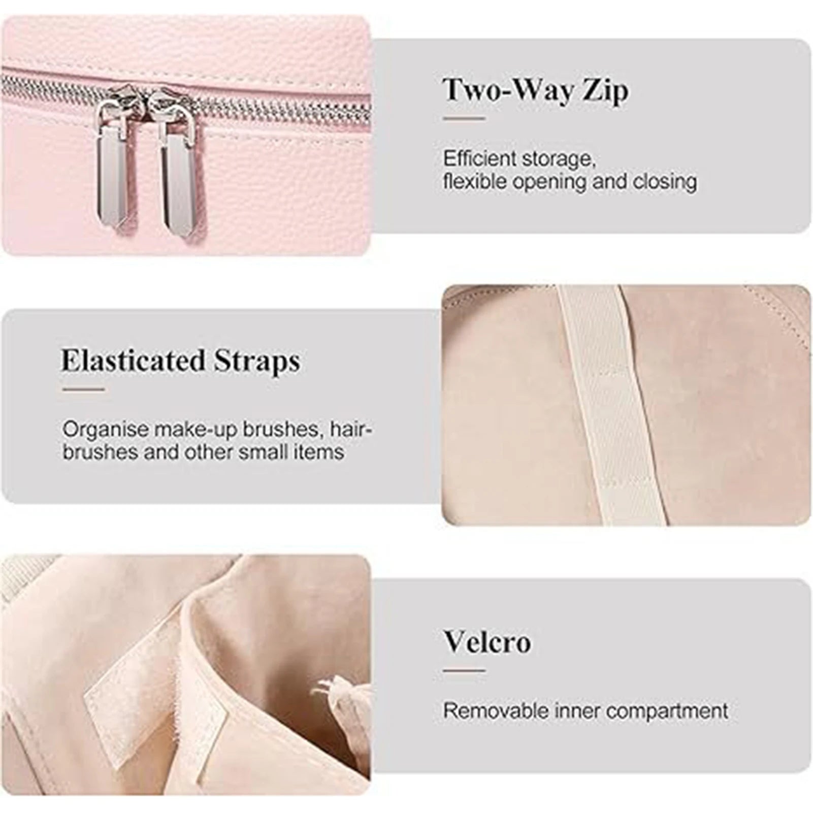 PU Leather Large Capacity Detachable Makeup Bag Travel Cosmetic Organizer Handbag For Women Peaceful Pleasures Health and Wellness