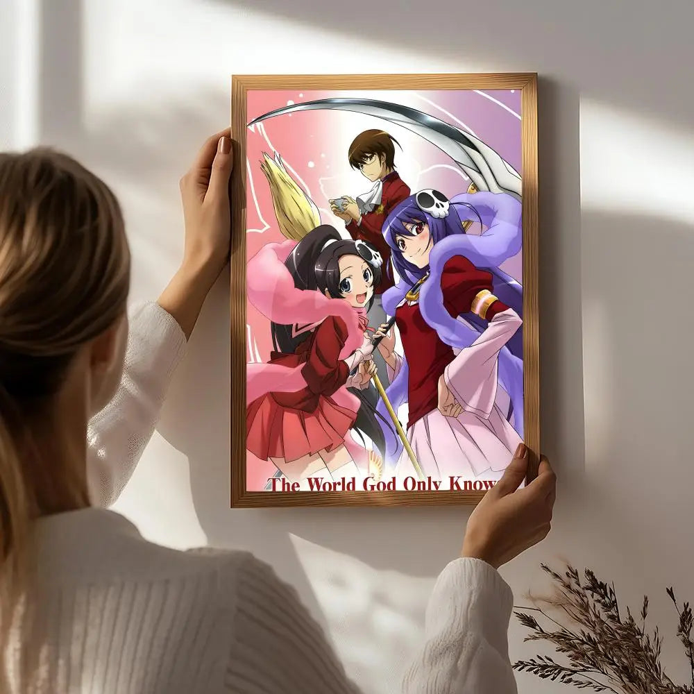 Anime T-The World God Only Knows Poster HD Self Adhesive Waterproof Wall Art Ideal for Home Office Dorm Bedroom Great Gift Peaceful Pleasures Health and Wellness White1 50X70cmNoframe