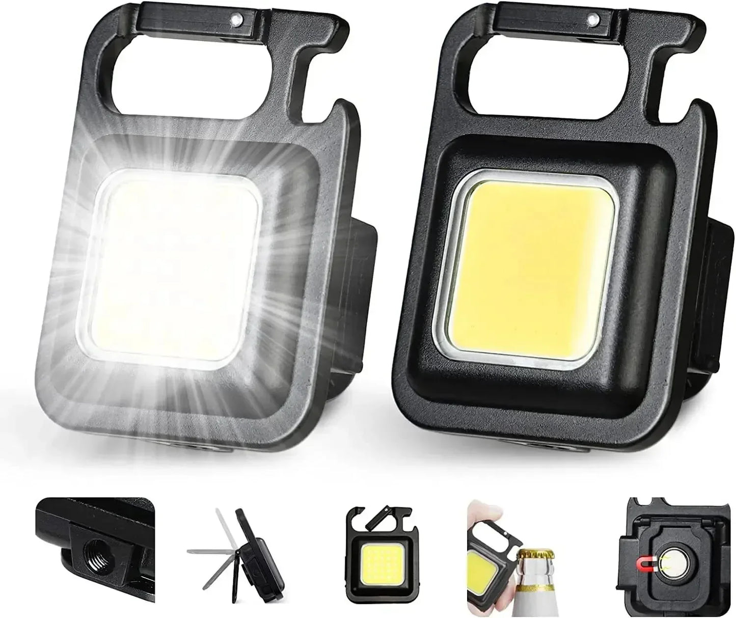 Mini COB LED Keychain Flashlight | USB Rechargeable, 800 Lumen