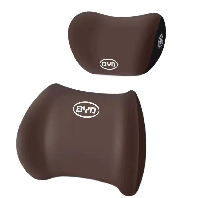 Memory Foam Car Seat Lumbar Support & Headrest Neck Pillow Car Seat Support Pillow Peaceful Pleasures Health and Wellness Brown