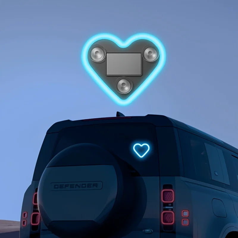 Solar Heart-Shaped RGB LED Car Atmosphere Light | Neon Glow