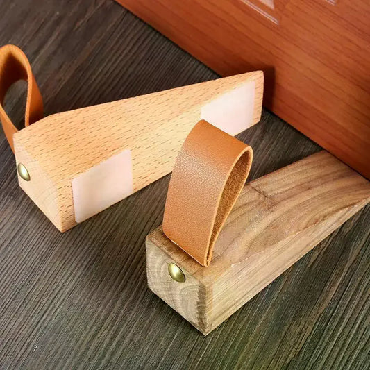 Solid Wood Door Stopper Wedge – Beech & Black Walnut Décor Wood Door Stopper Peaceful Pleasures Health and Wellness