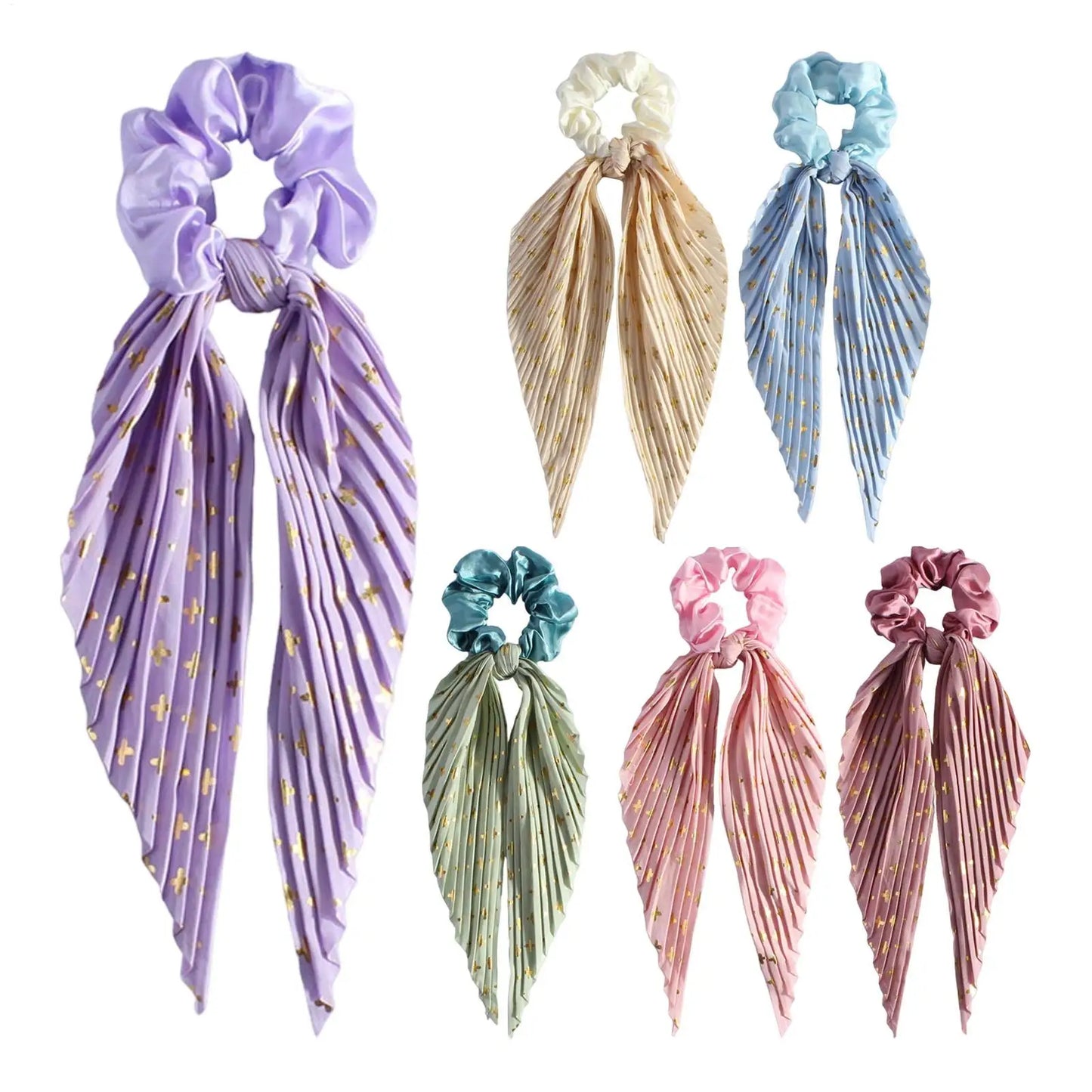 Flower Print Long Scrunchies & Hair Ties for Women – Elastic