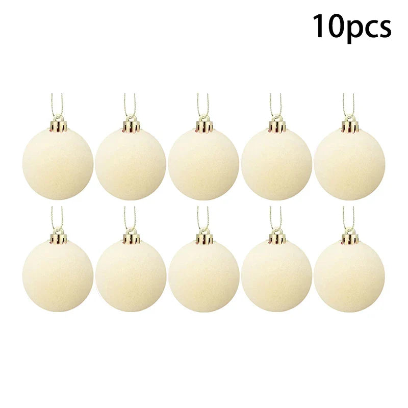Velvet Christmas Ball Ornaments Red & White Xmas Tree Decor