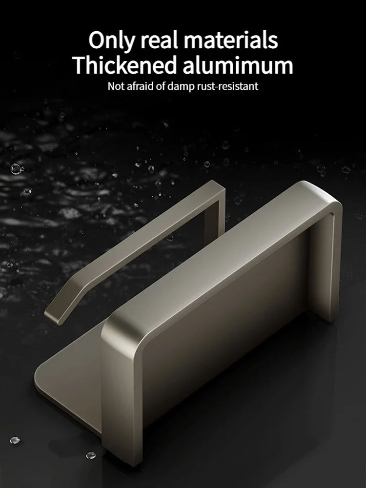 Aluminum Bathroom Tissue Box Holder & Wall Storage Rack