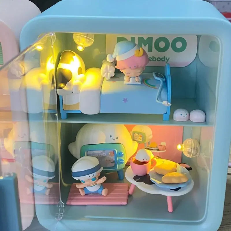 Rectangle Box Storage Box Japanese Q Version Anime Figure Model Toy Doll Collection Display Stand Organizer Case for Dimoo Home Peaceful Pleasures Health and Wellness