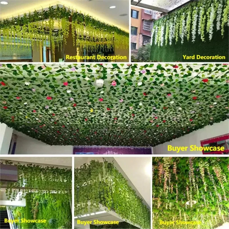 2.1M Artificial Ivy Vine Wreath | Silk Wall Hanging Decor