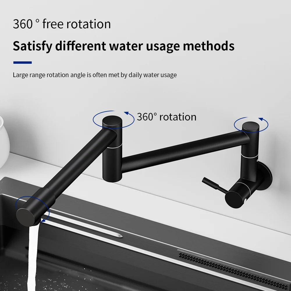 Wall-Mounted Folding Kitchen Faucet | 304 Stainless Steel