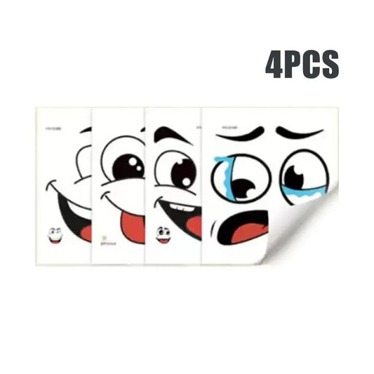 Funny Cartoon Expression Waterproof Stickers – 4-Pack Home Decals Peaceful Pleasures Health and Wellness 4pcs