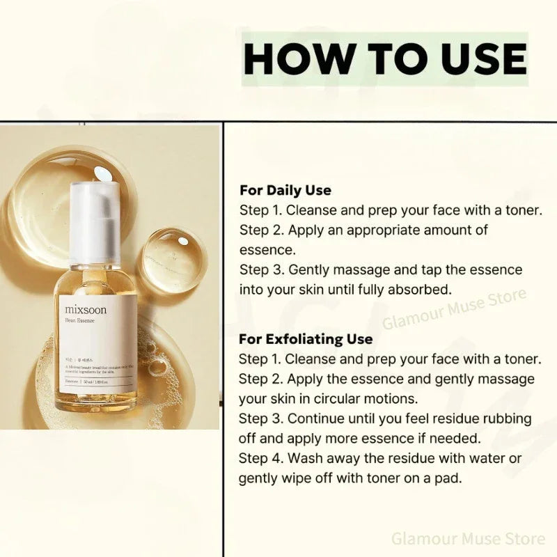 Mixsoon Glow Bean Essence – Exfoliating Hydrating Serum 50ml Peaceful Pleasures Health and Wellness