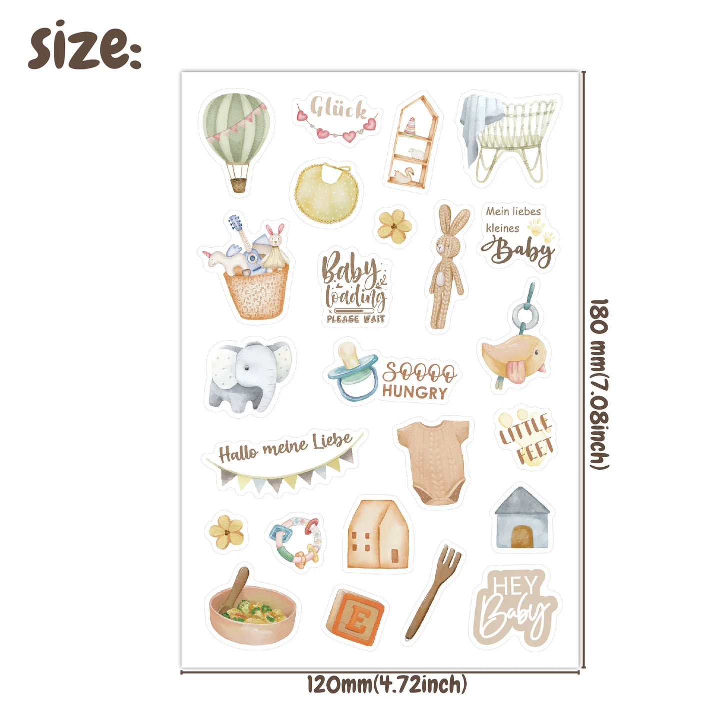 Baby Memory Stickers 8 Sheets Newborn Milestone Scrapbook Cute Matte