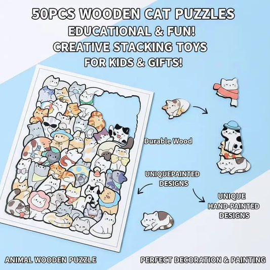 50-Piece Wooden Animal Puzzle – Educational 3D Wood Puzzle Wooden Jigsaw Puzzle Oasis Select