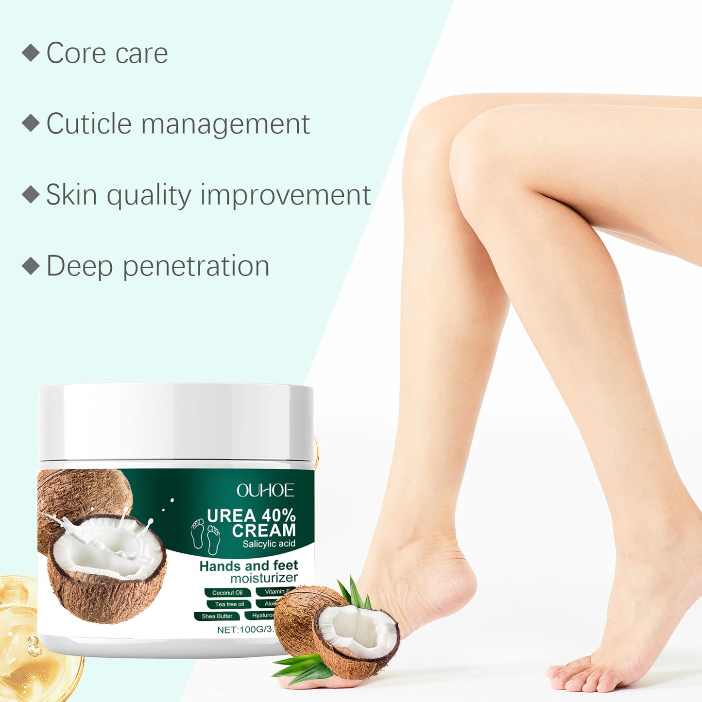 Urea 40% Cream Salicylic Acid Hand Foot Cream for Cracked Heels & Dry Skin Moisturizing Hydrating Callus Remover Smooth Skin Peaceful Pleasures Health and Wellness