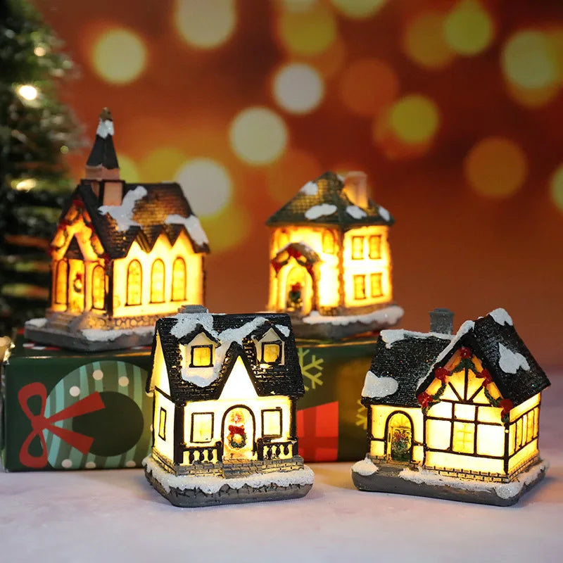 Christmas Led Light House Christmas Tree Ornaments LED Resin Small Village House Xmas Glow Decor Gift Happy New Year Decors DC05 Peaceful Pleasures Health and Wellness