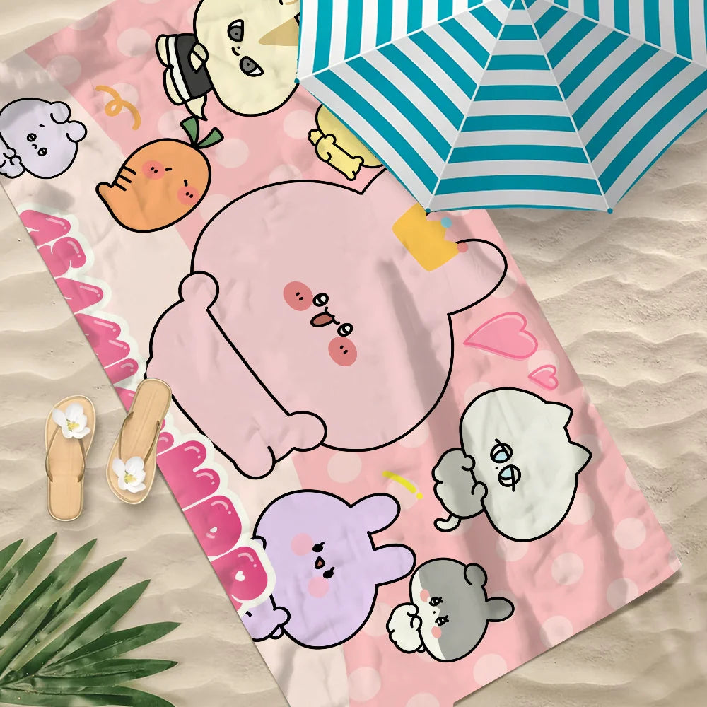 Cute Cartoon Quick-Dry Beach Towel | Pool, Gym, Travel, Camping Quick-Dry Beach Towel Peaceful Pleasures Health and Wellness