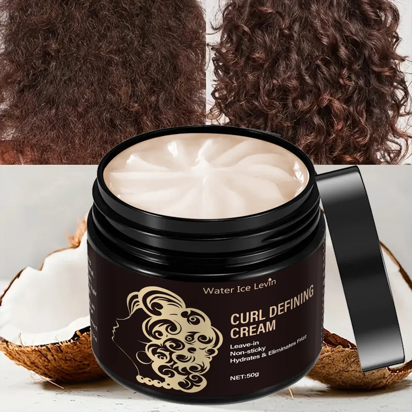 Travel Curl Cream 50g – Coconut Oil Leave-In Frizz Control