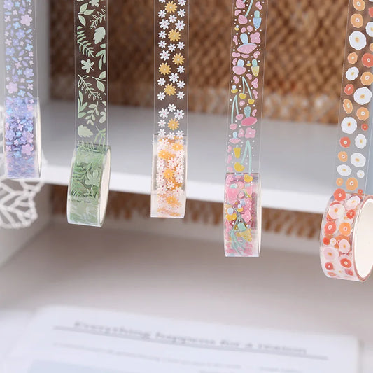 Creative Clear PET Floral Washi Sticker Tape DIY Scrapbooking Journal Peaceful Pleasures Health and Wellness
