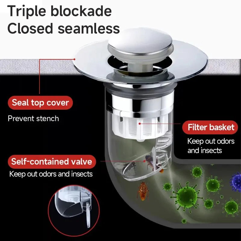 Universal Pop-Up Drain Filter | Hair Catcher & Sink Strainer