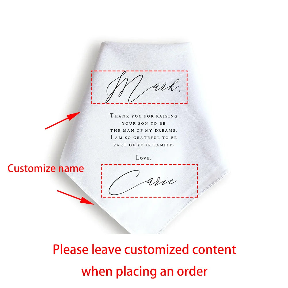 Personalized Father of Groom Handkerchief | Bride Wedding Gift Wedding Keepsake Gift Peaceful Pleasures Health and Wellness CUSTOM 1pcs28x29cm