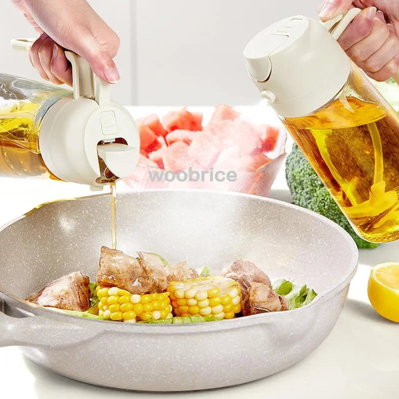 2-in-1 Oil Sprayer & Dispenser Bottle – 500ml Kitchen Spray