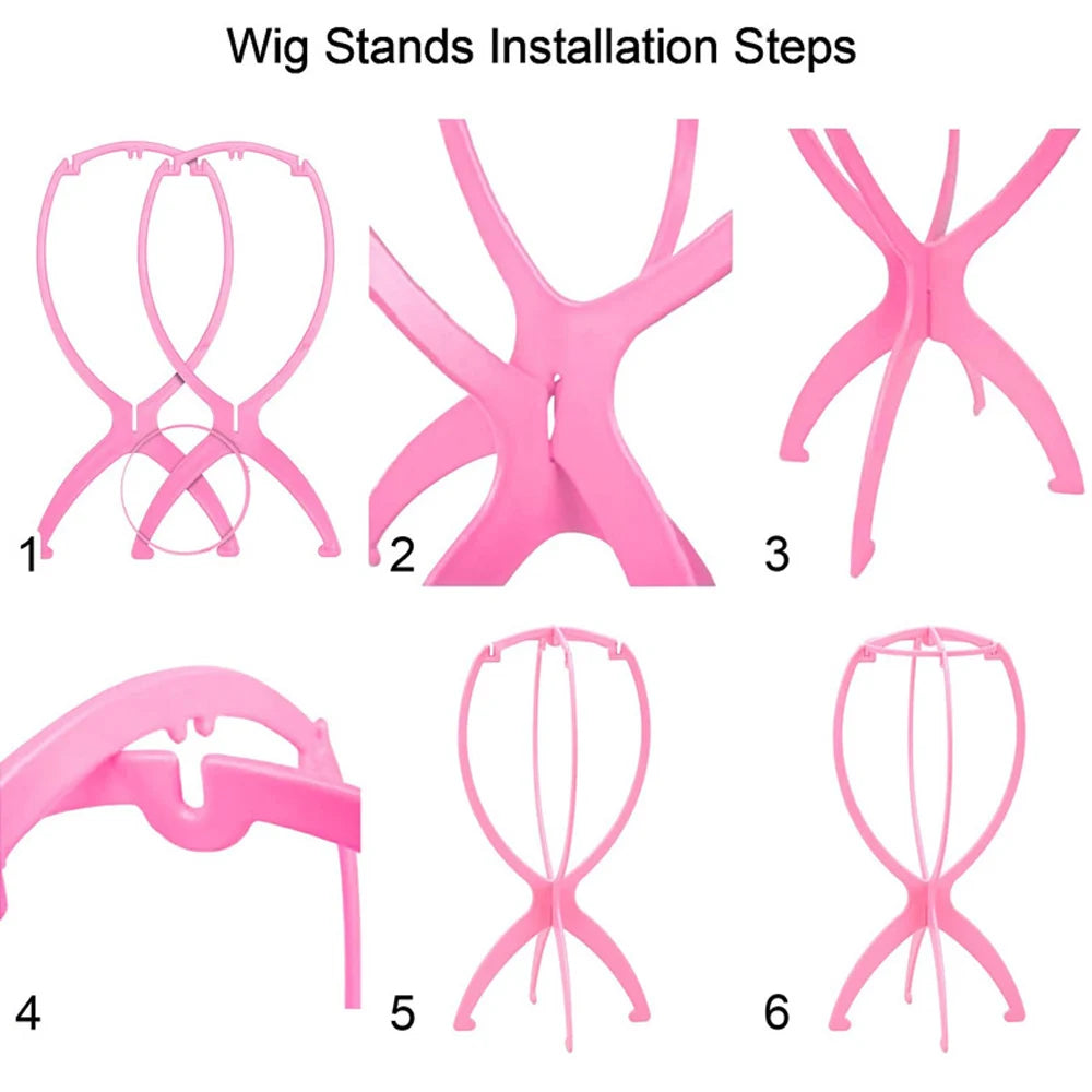3-Pack Folding Wig Stand | Portable Adjustable Hat Display Holder