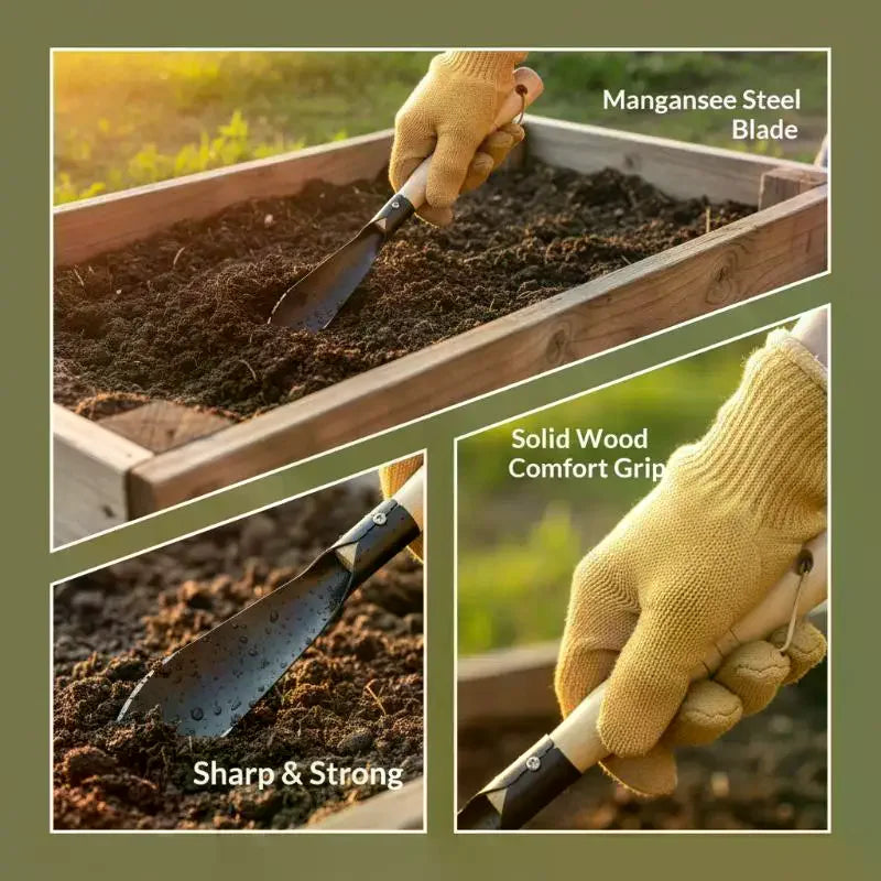 Manganese Steel Garden Trowel | Sharp Blade & Wood Handle
