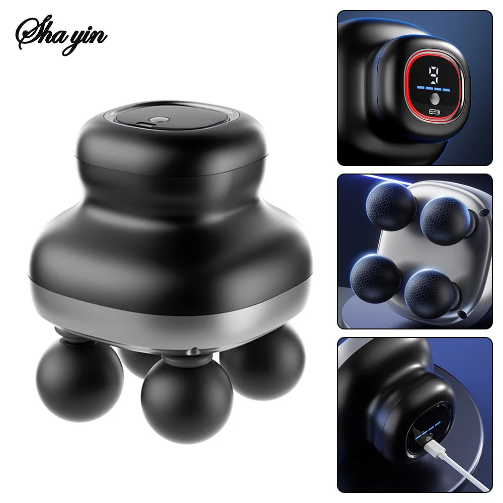 Four Head Fascia Gun, Household Fully Automatic Muscle Relaxation Massager, Mini Electric Massager Peaceful Pleasures Health and Wellness black Type C Charge