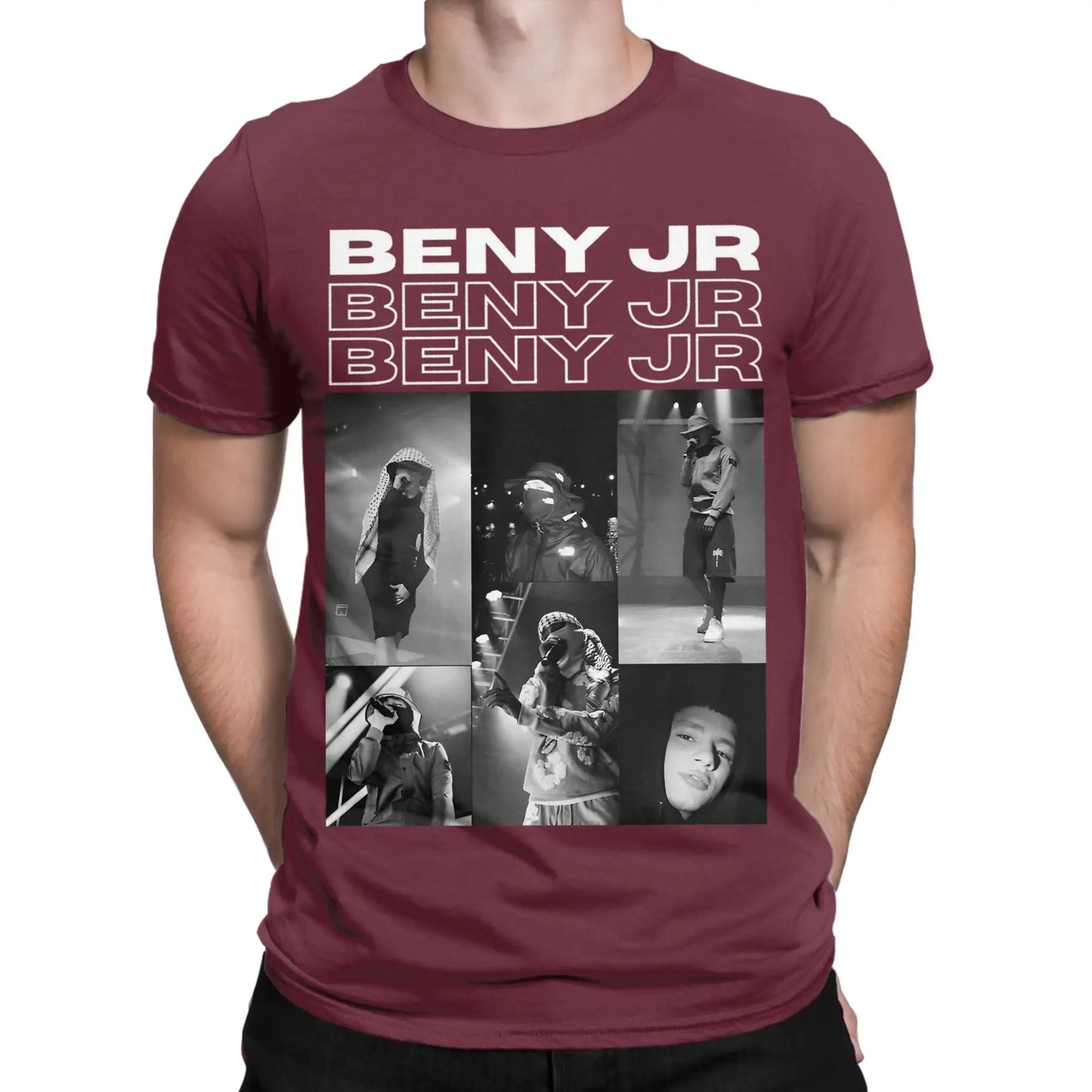 Benys Jr Pure Cotton T Shirt For Men Beach Rapper Y2K Casual T Shirts Crewneck Fashion Tees Oversize Pattern Tops Peaceful Pleasures Health and Wellness Burgundy XXXL