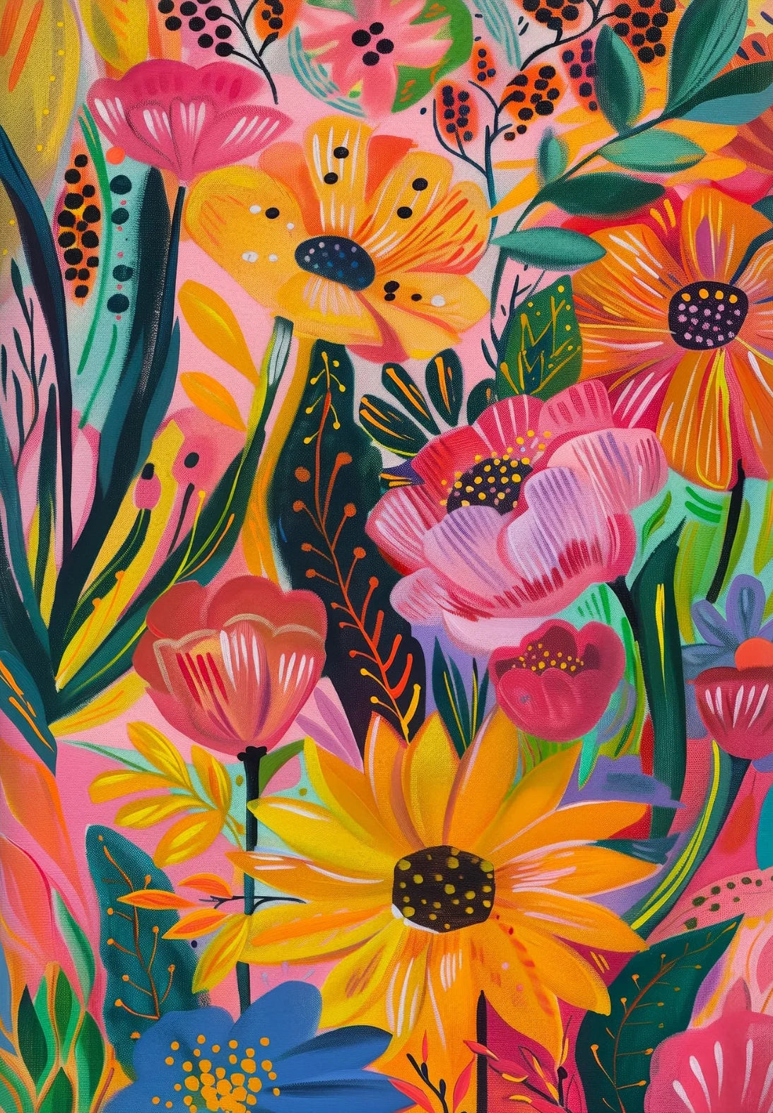 Abstract Floral Canvas Wall Art Print – Modern Botanical Poster Canvas Wall Art Print Peaceful Pleasures Health and Wellness 18 20x30cm Unframed