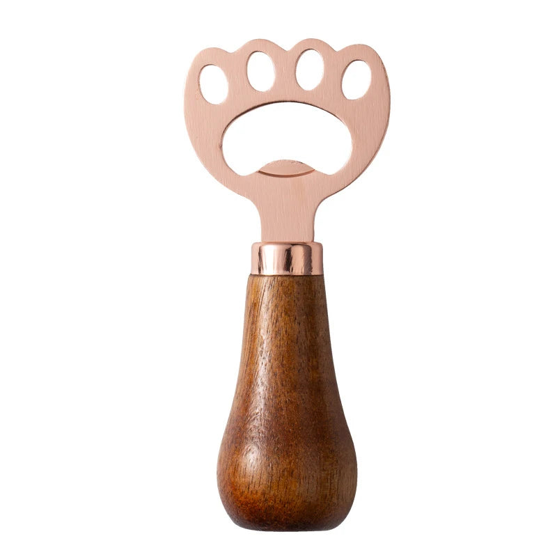 Cat Claw Stainless Steel Bottle Opener with Hanging Rope Novelty Bottle Opener Peaceful Pleasures Health and Wellness Wooden Style Gold