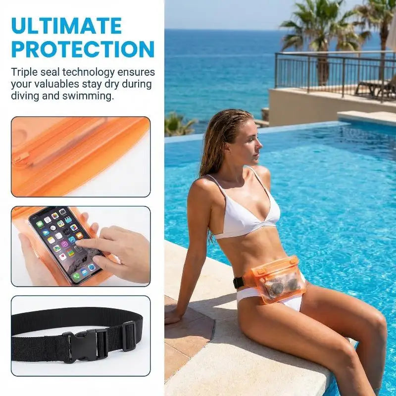 Waterproof Waist Pouch – Dry Bag for Phone, Cards & Keys