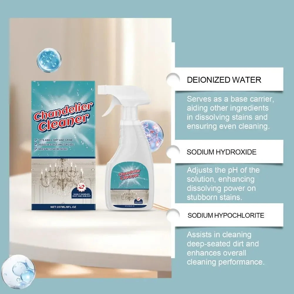 No Rinse Crystal Chandelier Cleaner Streak Free For Glass Metal Lamp Cleaning And Care Plastic Surfaces Eco Friendly Tool Peaceful Pleasures Health and Wellness