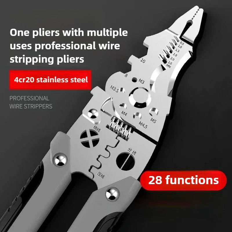 Multi Tool Pliers for Wire Stripping and Crimping, Professional Electrician Tools Kit with Wire Cutter and Cable Stripper for Peaceful Pleasures Health and Wellness silvery