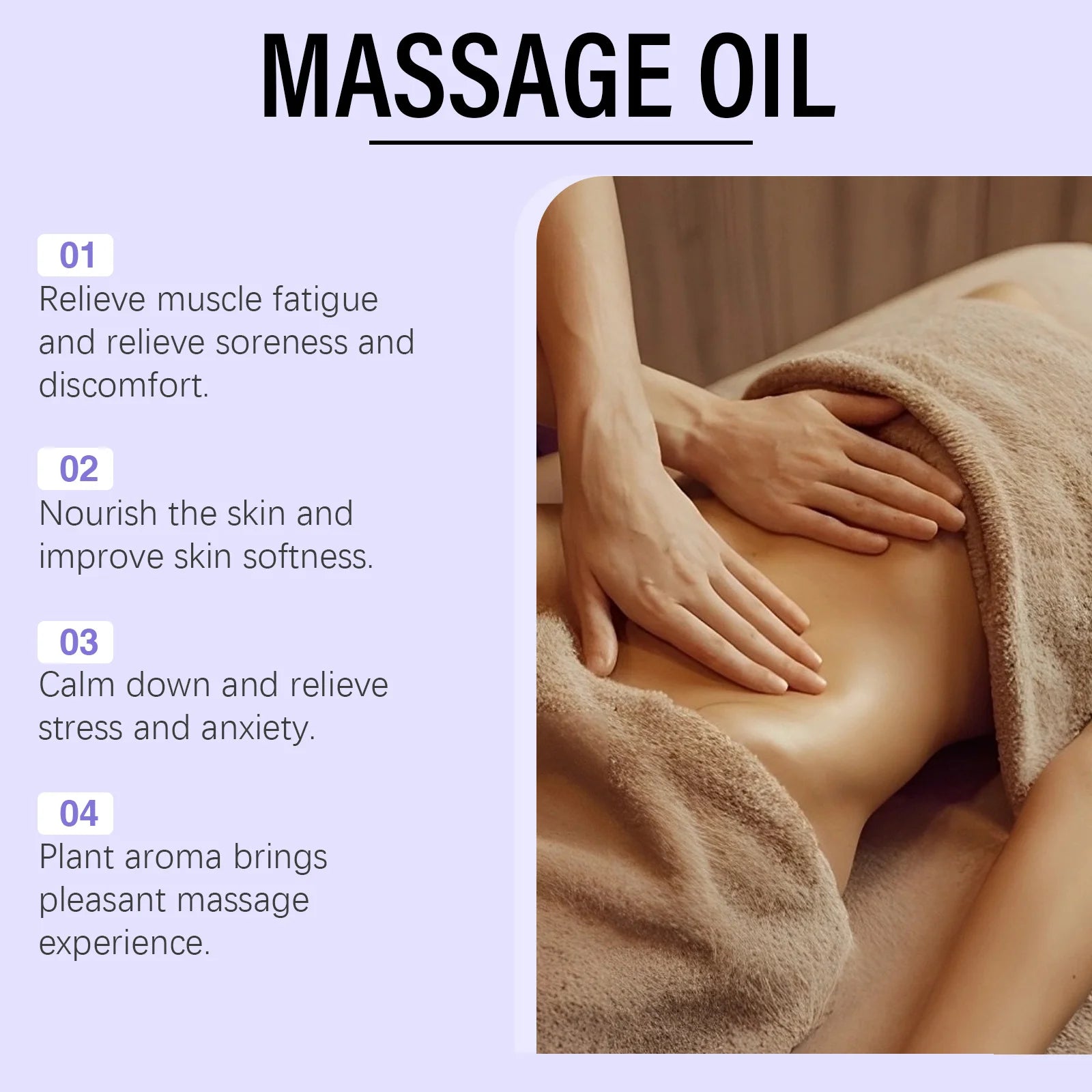 Lavender Massage Essential Oil Moisturizing Relaxing Stress Relief Smoothing Softening Firming Repair Hydrating Body Massage Oil Peaceful Pleasures Health and Wellness