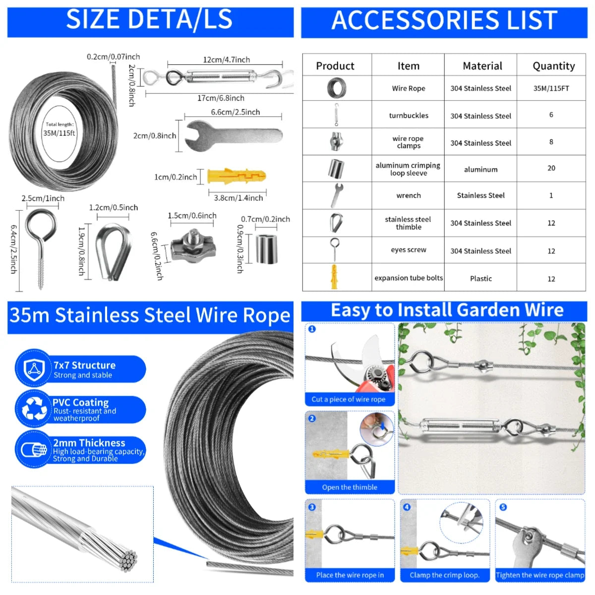 Heavy Duty Shade Sail Hardware Kit – 24 Pcs Stainless Steel