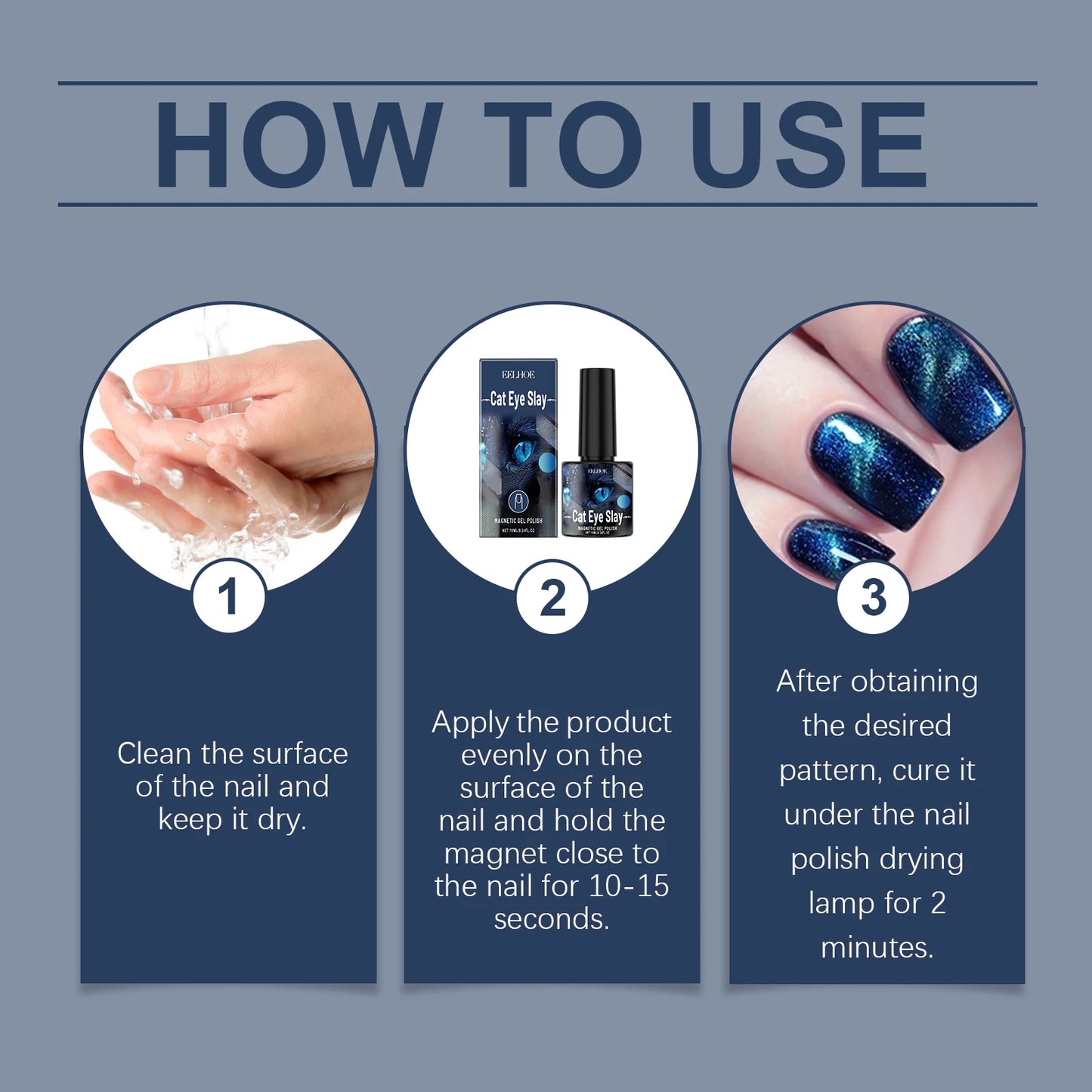 EELHOE Blue Black Magnetic Gel Nail Polish – Quick-Dry 10ml Magnetic Gel Nail Polish Peaceful Pleasures Health and Wellness