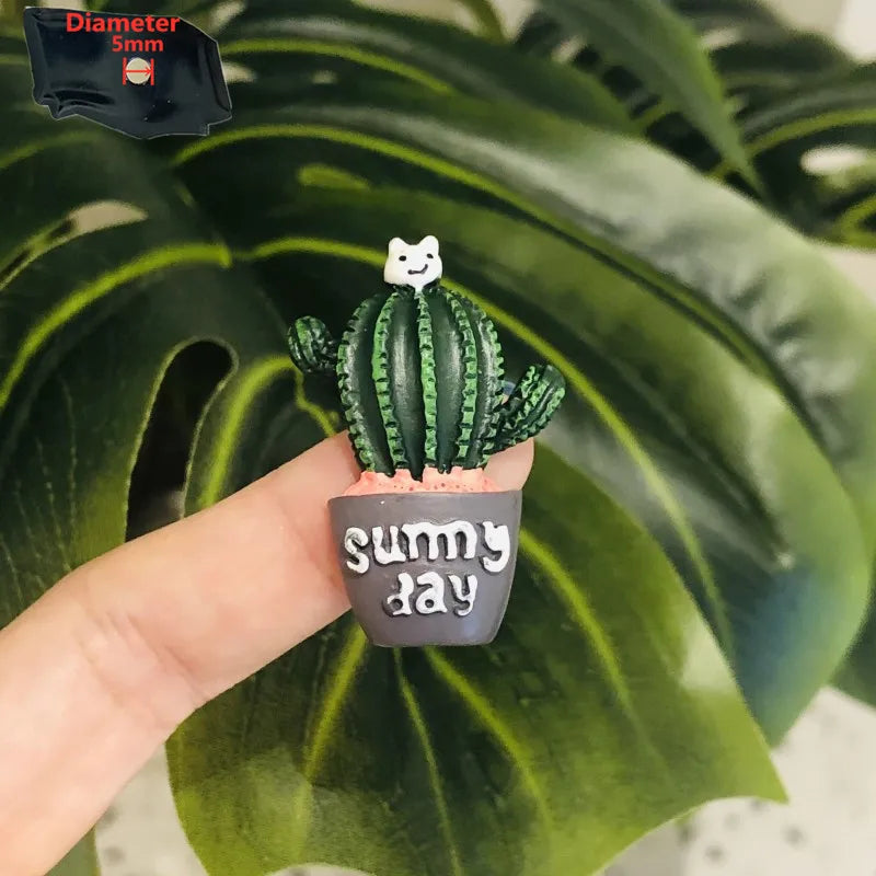 1PCS Resin Sunny Day Cute Mini Plant Succulent Potted Plant Fridge Magnetic Decoration Refrigerator Magnets Sticker Gift Peaceful Pleasures Health and Wellness 3