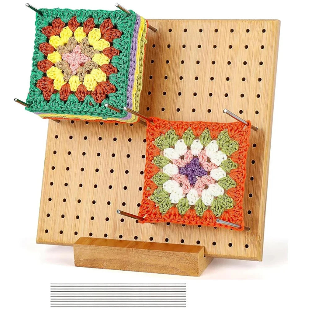 Blocking Board with 10 Steel Pins Handcrafted Knitting Blocking Mat for Knitting and Granny Squares Crochet Gifts for Crocheters Peaceful Pleasures Health and Wellness As shown 1 set