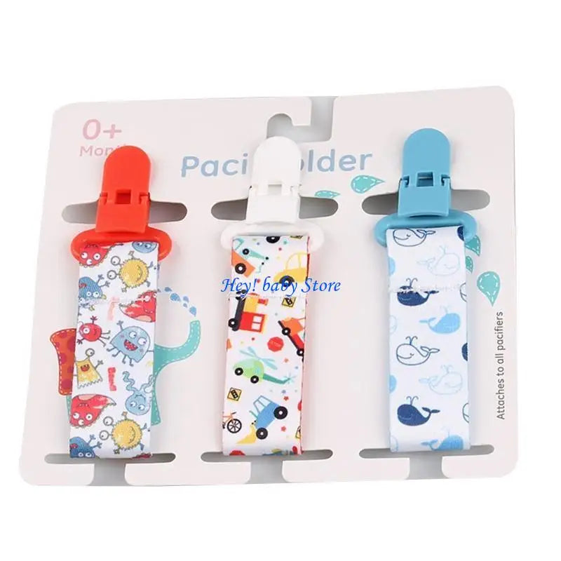 Cartoon Baby Pacifier Clips 3-Pack | Soother Holder Chain