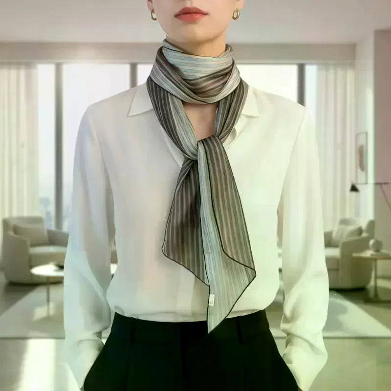 Striped Silk-Blend Scarf – Neck, Head & Hair Accessory for Women