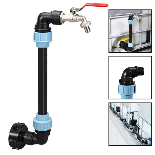 3 Gooseneck IBC Tank Adaptor Outlet Valve Coarse Thread 2 Way Brass Peaceful Pleasures Health and Wellness
