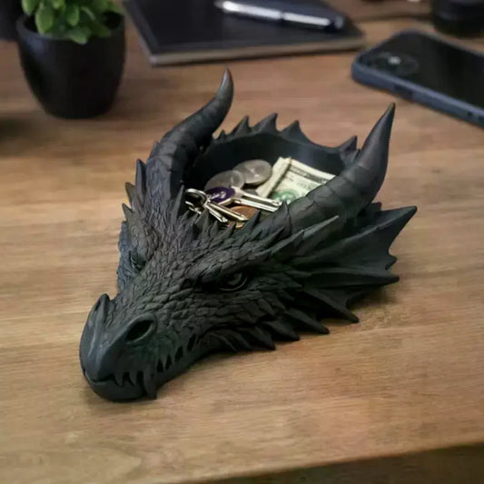 Gothic Dragon Head Jewelry Tray | Dark Decor Trinket Dish Decorative Storage Tray Peaceful Pleasures Health and Wellness
