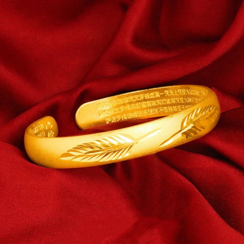 Sand Gold Heart Sutra Bracelet – Dragon Engraved Prayer Beads