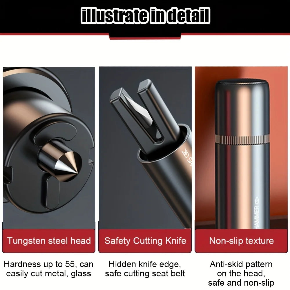 1/2 Set of Two Color Options to Choose From: Car Safety Hammer with Window Breaker and Seatbelt Cutter, Emergency Escape Tool, Portable Multifunctional Safety Hammer, Emergency Escape Window-Breaking Gadget Peaceful Pleasures Health and Wellness